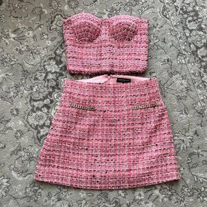 Generation Love Tweed Mini Skirt With Chain Detail & Matching Bustier